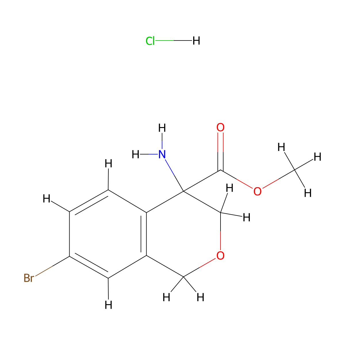 Methyl 4-amino-7-bromoisochromane-4-carboxylate hcl molecular structure, CAS 2089650-87-1