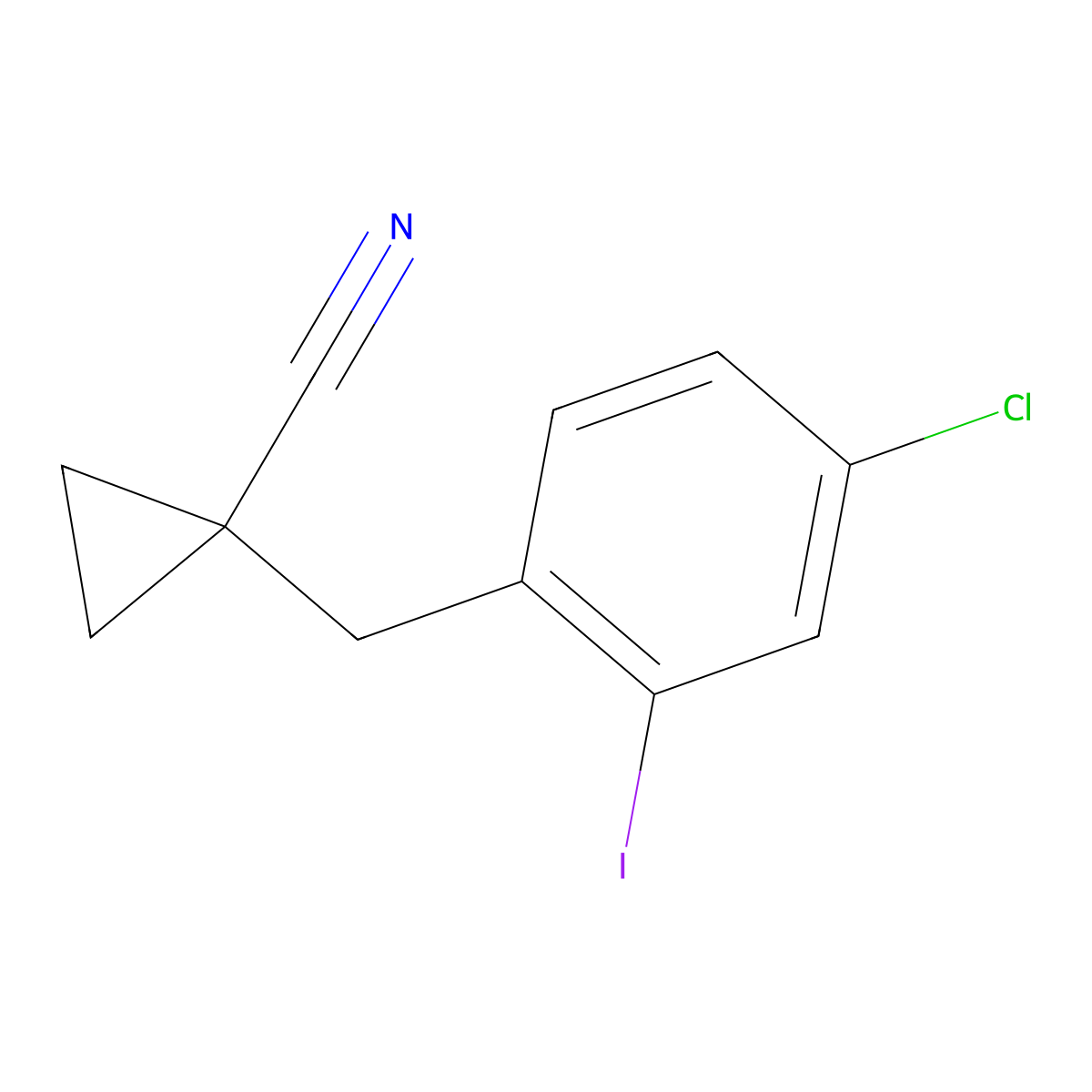 1-(4-Chloro-2-iodobenzyl)cyclopropane-1-carbonitrile molecular structure, CAS 2089650-89-3