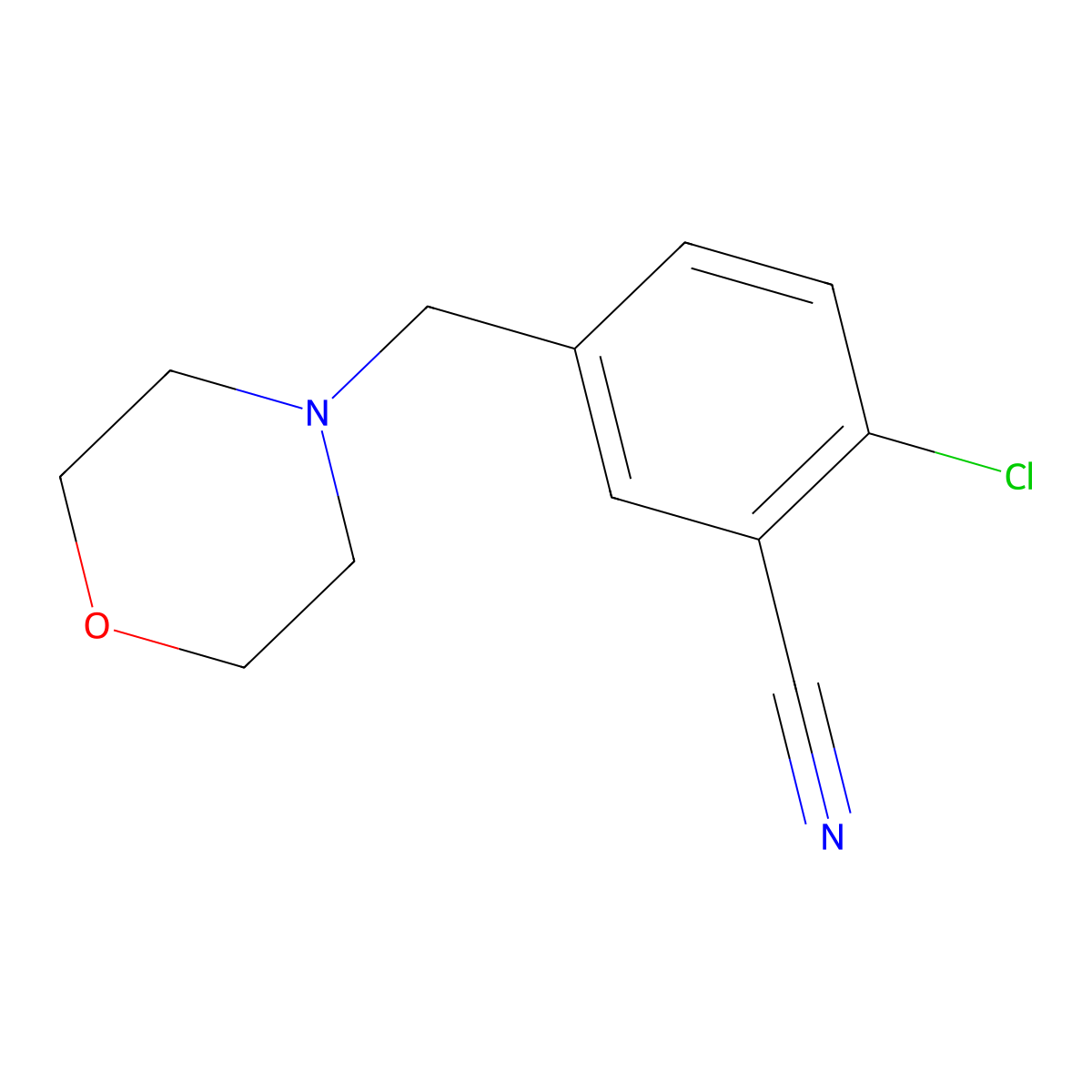 2-Chloro-5-(morpholinomethyl)benzonitrile molecular structure, CAS 2089650-92-8