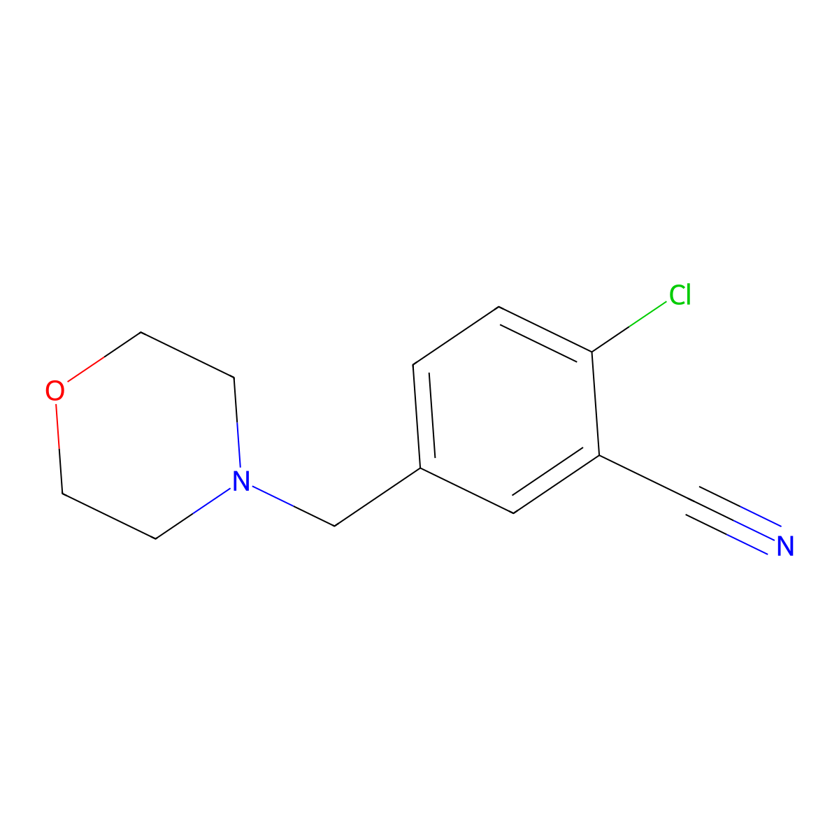 2-Chloro-5-(morpholinomethyl)benzonitrile molecular structure, CAS 2089650-92-8