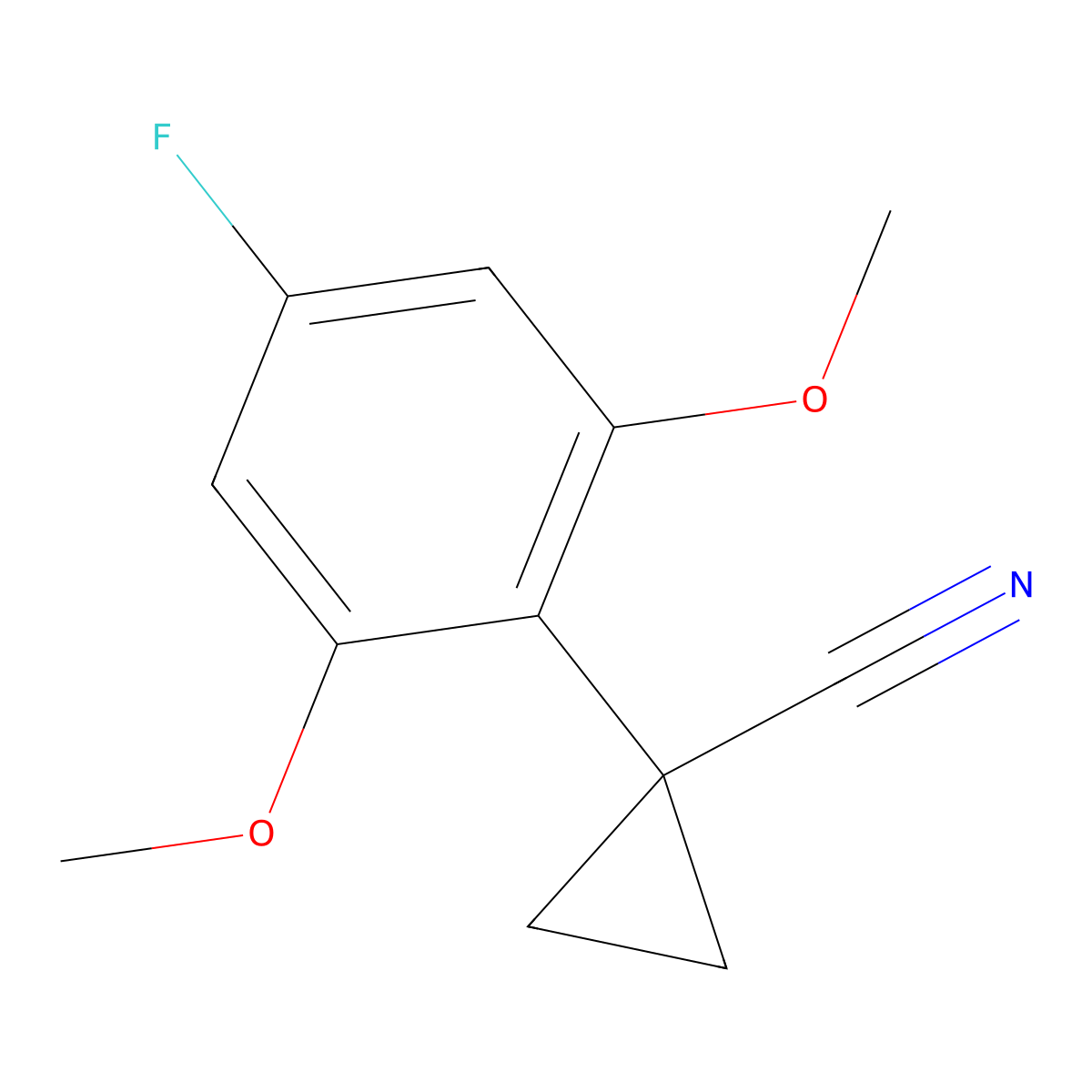 1-(4-Fluoro-2,6-dimethoxyphenyl)cyclopropane-1-carbonitrile molecular structure, CAS 2089650-98-4