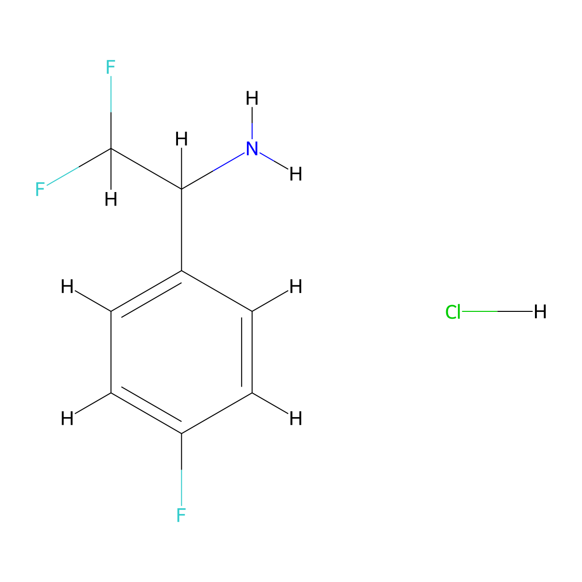 2,2-Difluoro-1-(4-fluorophenyl)ethan-1-amine hydrochloride molecular structure, CAS 2089651-00-1