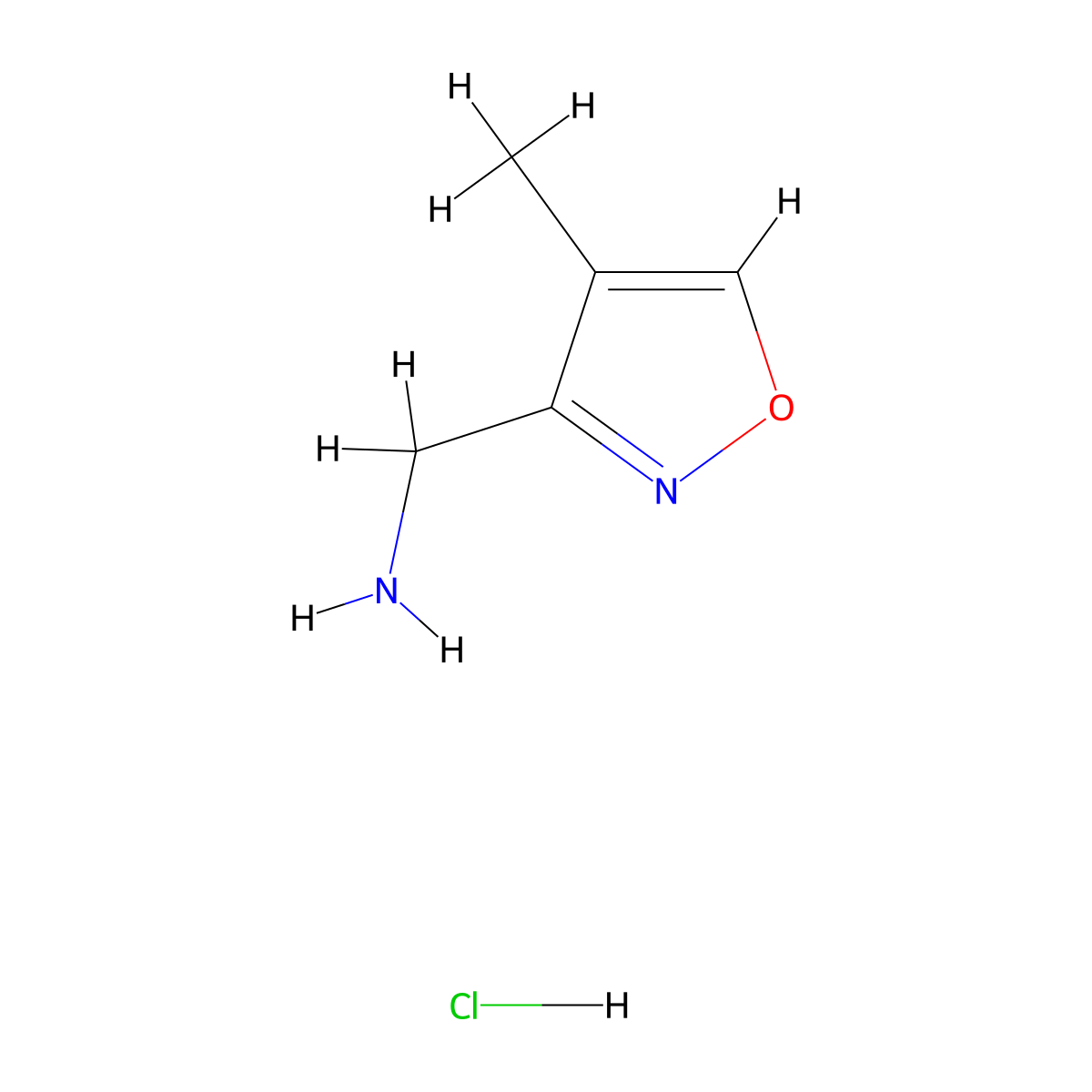 (4-Methylisoxazol-3-YL)methanamine hydrochloride molecular structure, CAS 2089651-04-5