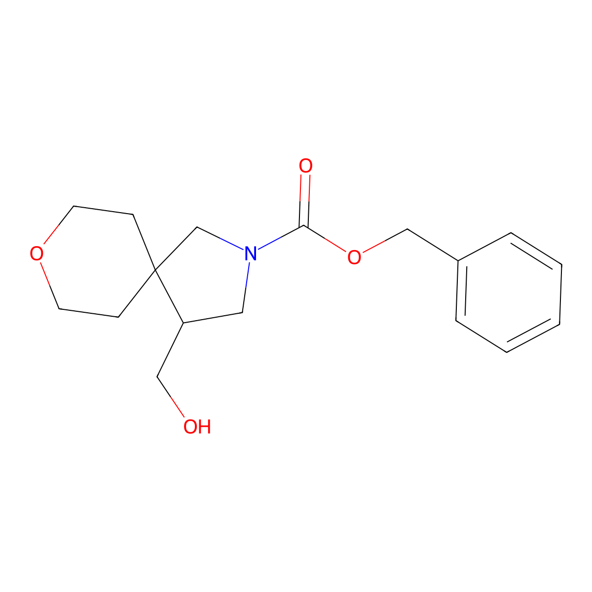 Benzyl 4-(hydroxymethyl)-8-oxa-2-azaspiro[4.5]decane-2-carboxylate molecular structure, CAS 2089651-06-7