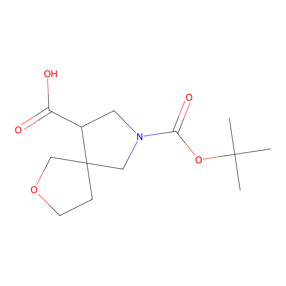 7-(Tert-butoxycarbonyl)-2-oxa-7-azaspiro[4.4]nonane-9-carboxylic acid molecular structure, CAS 2089651-08-9