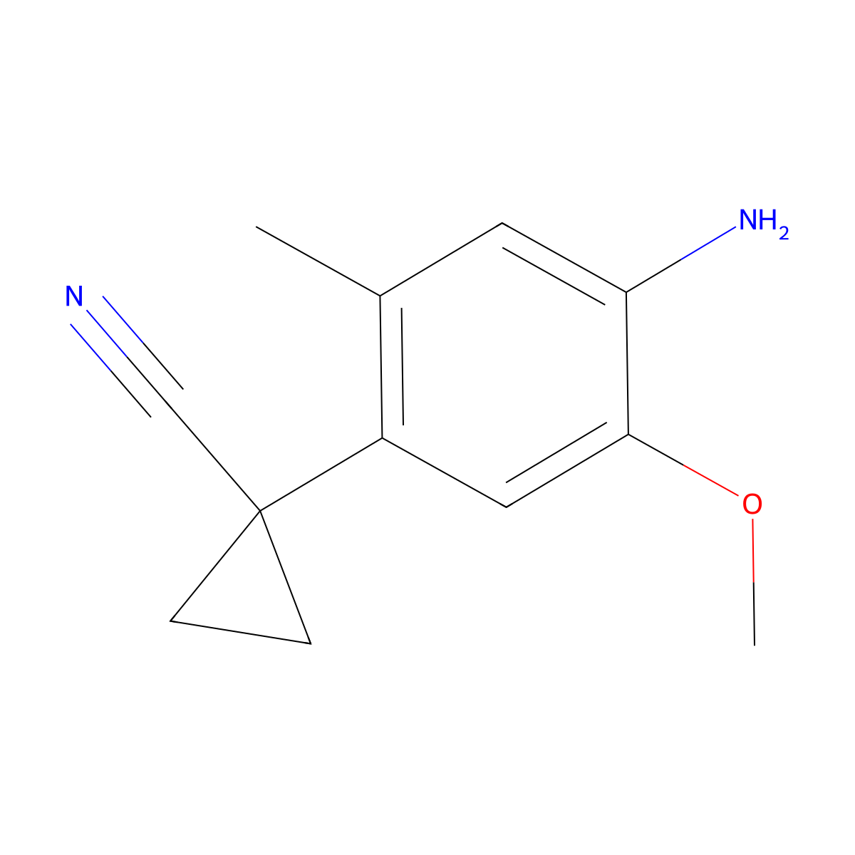 1-(4-Amino-5-methoxy-2-methylphenyl)cyclopropane-1-carbonitrile molecular structure, CAS 2089651-18-1