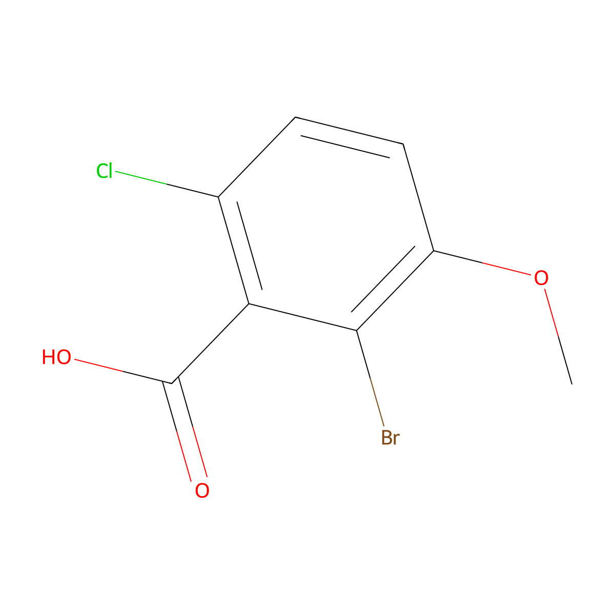 2-Bromo-6-chloro-3-methoxybenzoic acid molecular structure, CAS 2089651-19-2