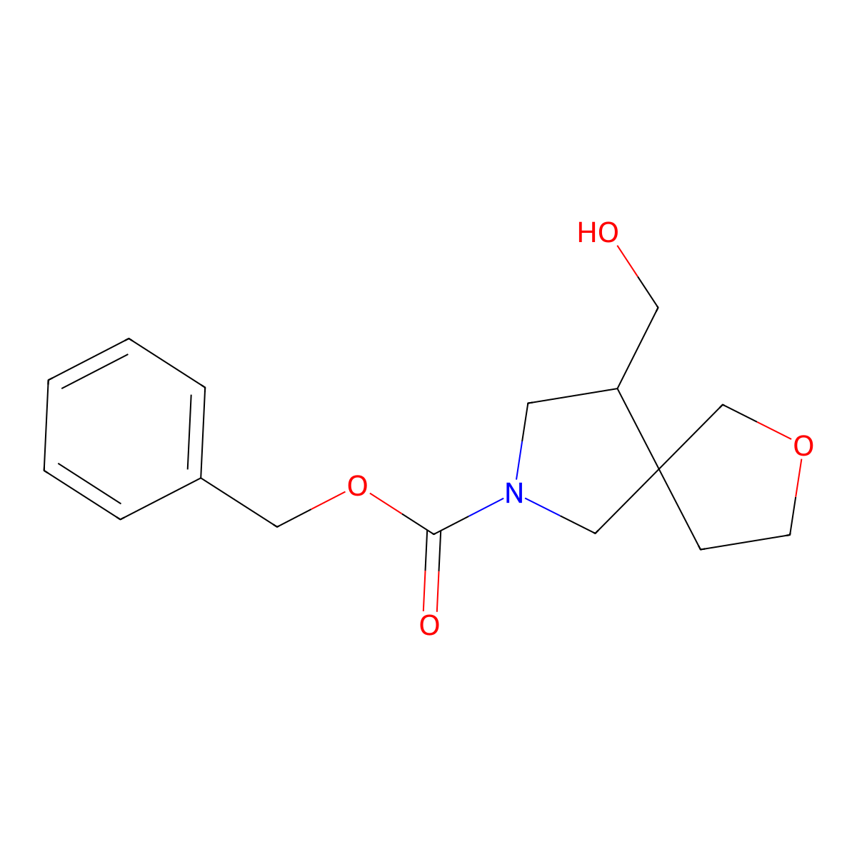 Benzyl 9-(hydroxymethyl)-2-oxa-7-azaspiro[4.4]nonane-7-carboxylate molecular structure, CAS 2089651-22-7