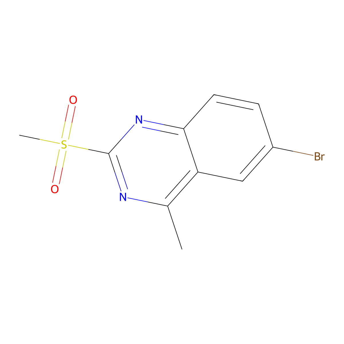 6-Bromo-4-methyl-2-(methylsulfonyl)quinazoline molecular structure, CAS 2089651-37-4