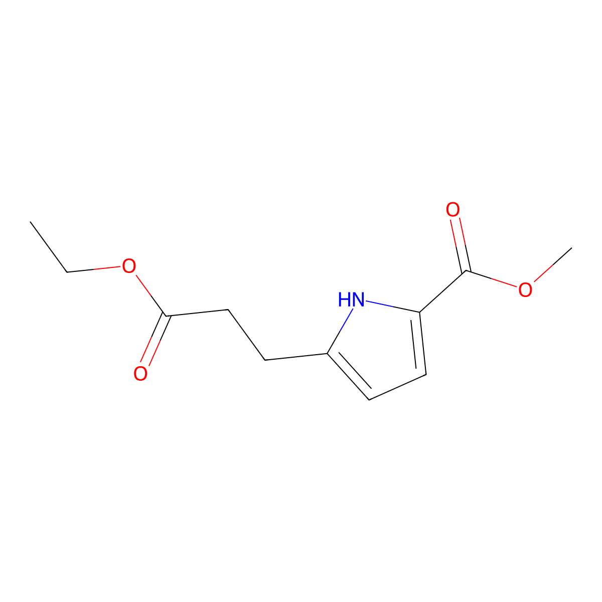 Methyl 5-(3-ethoxy-3-oxopropyl)-1H-pyrrole-2-carboxylate molecular structure, CAS 2089651-38-5