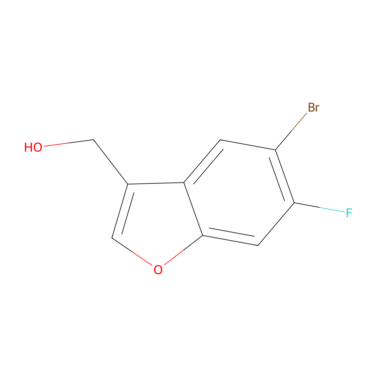 (5-Bromo-6-fluorobenzofuran-3-YL)methanol molecular structure, CAS 2089651-40-9