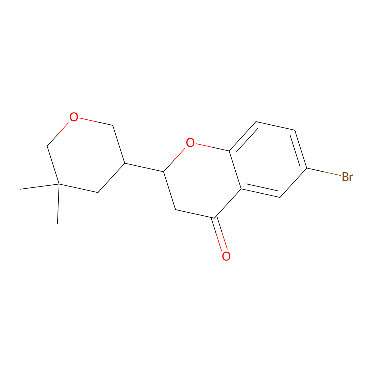 6-Bromo-2-(5,5-dimethyltetrahydro-2H-pyran-3-YL)chroman-4-one molecular structure, CAS 2089651-50-1