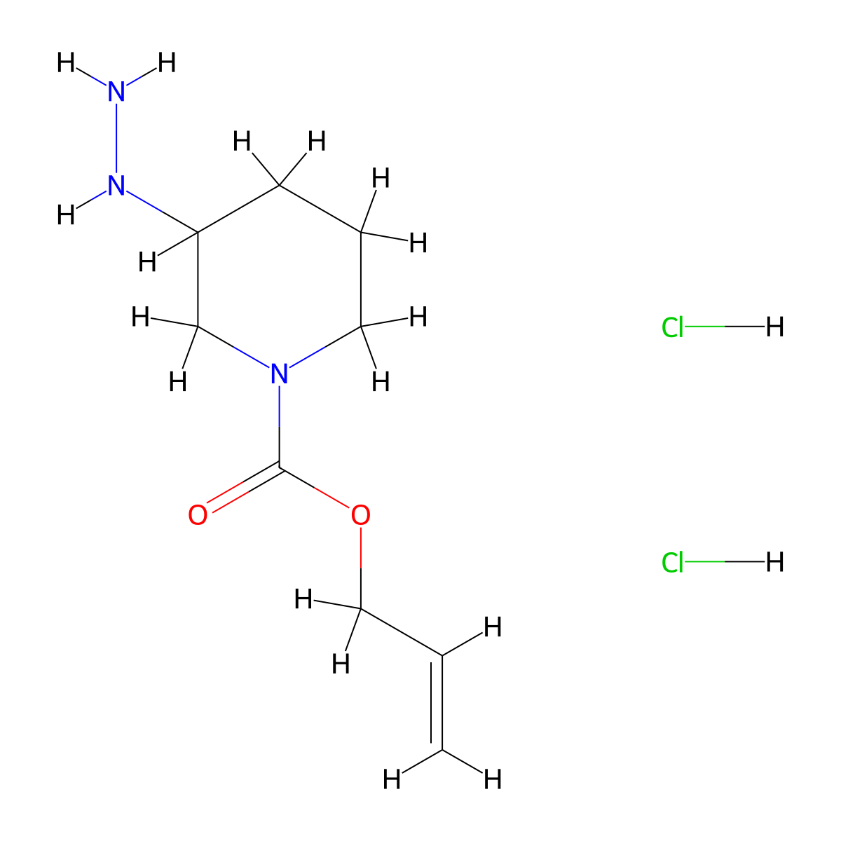 Allyl 3-hydrazinylpiperidine-1-carboxylate 2hcl molecular structure, CAS 2089651-52-3