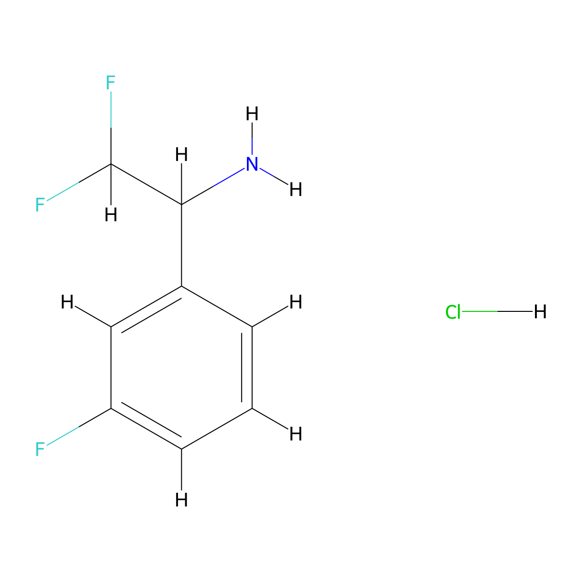 2,2-Difluoro-1-(3-fluorophenyl)ethan-1-amine hcl molecular structure, CAS 2089651-53-4