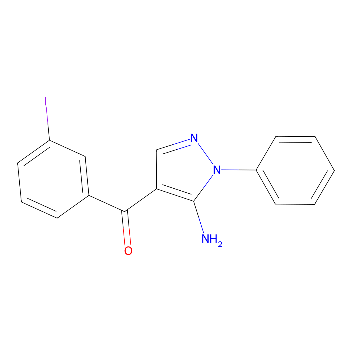 (5-Amino-1-phenyl-1H-pyrazol-4-YL)(3-iodophenyl)methanone molecular structure, CAS 2089651-55-6
