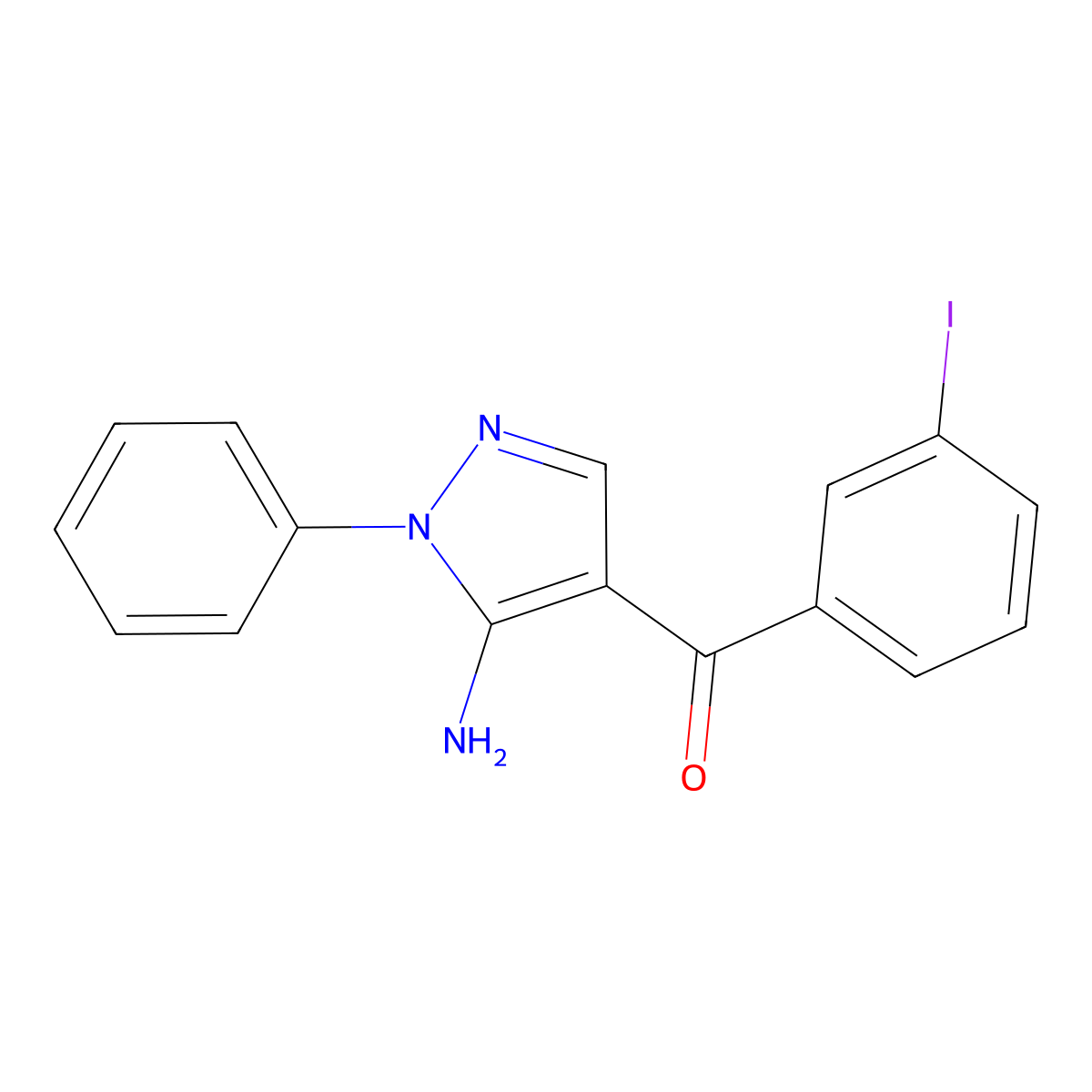 (5-Amino-1-phenyl-1H-pyrazol-4-YL)(3-iodophenyl)methanone molecular structure, CAS 2089651-55-6