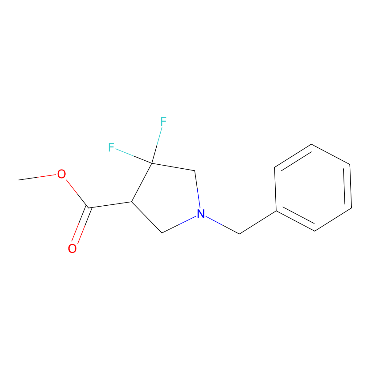 Methyl 1-benzyl-4,4-difluoropyrrolidine-3-carboxylate molecular structure, CAS 2089651-59-0