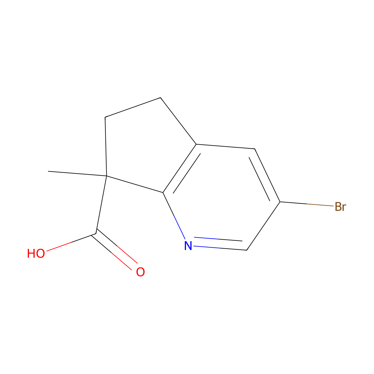3-Bromo-7-methyl-6,7-dihydro-5H-cyclopenta[B]pyridine-7-carboxylic acid molecular structure, CAS 2089651-79-4