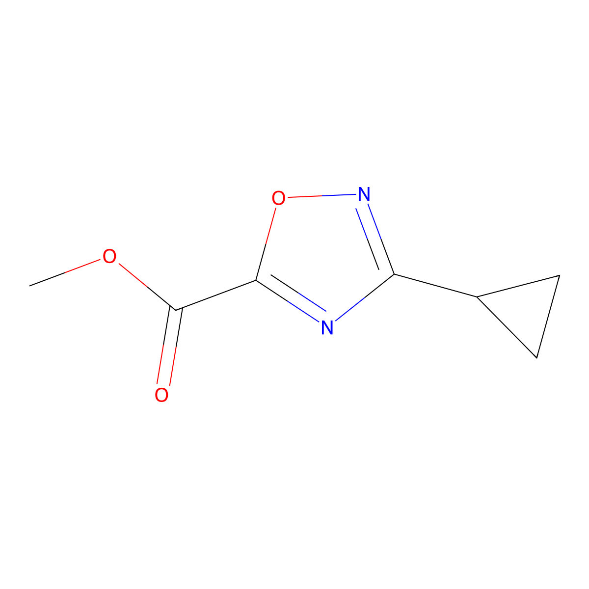 Methyl 3-cyclopropyl-1,2,4-oxadiazole-5-carboxylate molecular structure, CAS 2089651-84-1