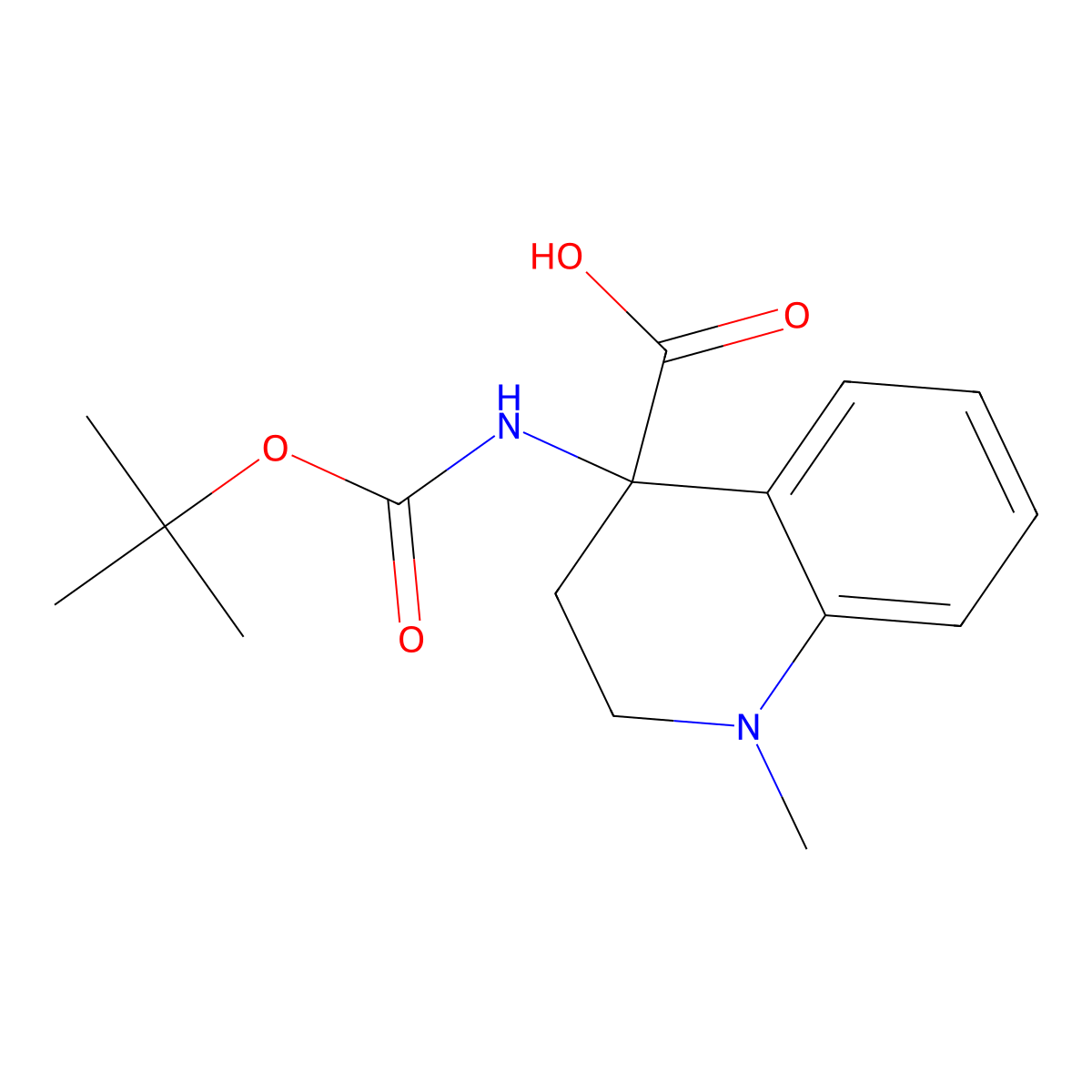 4-((Tert-butoxycarbonyl)amino)-1-methyl-1,2,3,4-tetrahydroquinoline-4-carboxylic acid molecular structure, CAS 2089651-86-3