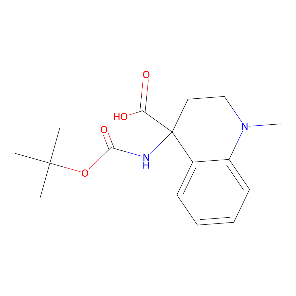 4-((Tert-butoxycarbonyl)amino)-1-methyl-1,2,3,4-tetrahydroquinoline-4-carboxylic acid molecular structure, CAS 2089651-86-3