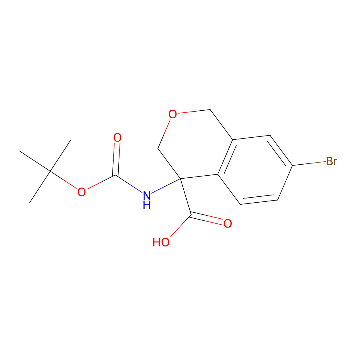 7-bromo-4-{[(tert-butoxy)carbonyl]amino}-3,4-dihydro-1H-2-benzopyran-4-carboxylic acid molecular structure, CAS 2089651-87-4