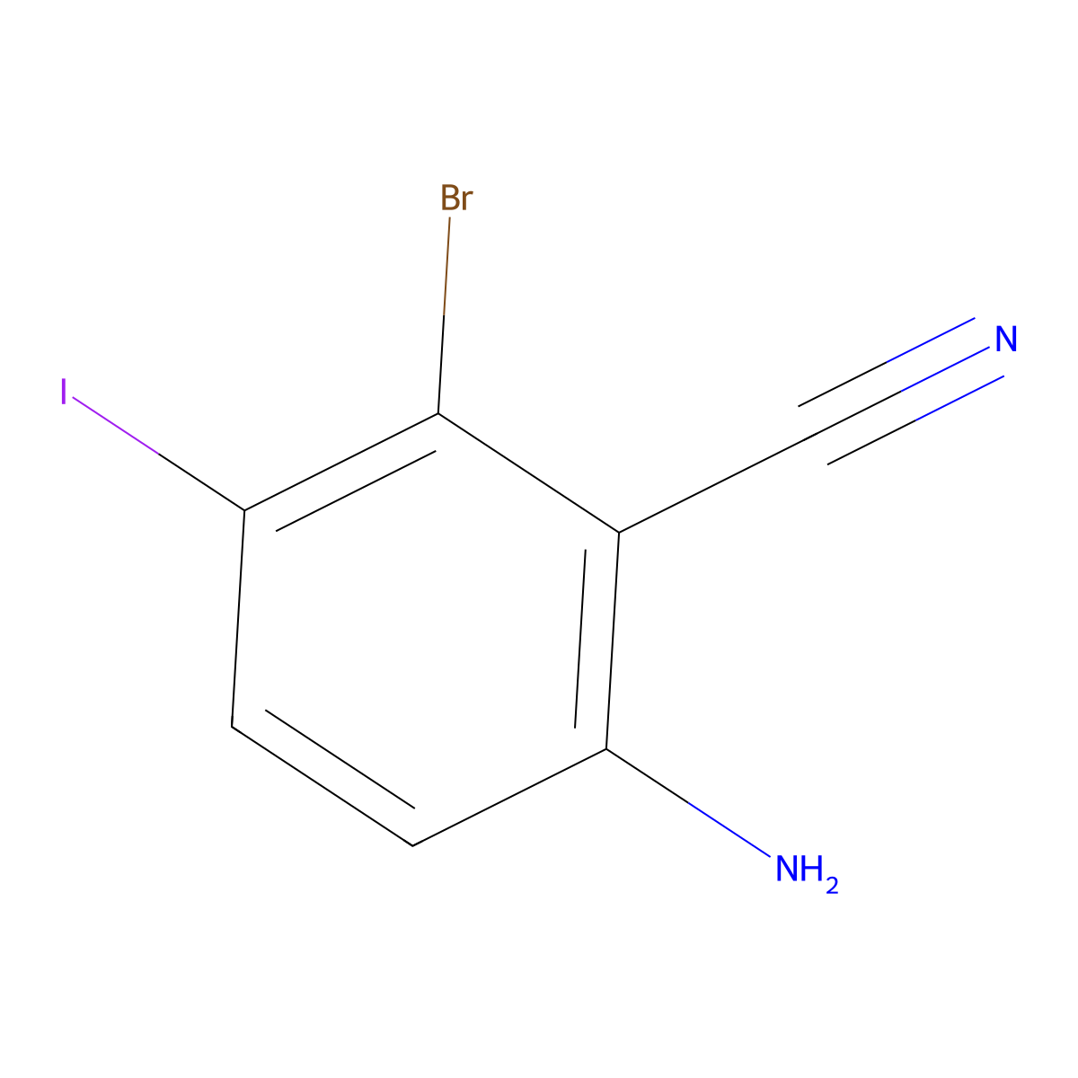 6-Amino-2-bromo-3-iodobenzonitrile molecular structure, CAS 2089651-90-9