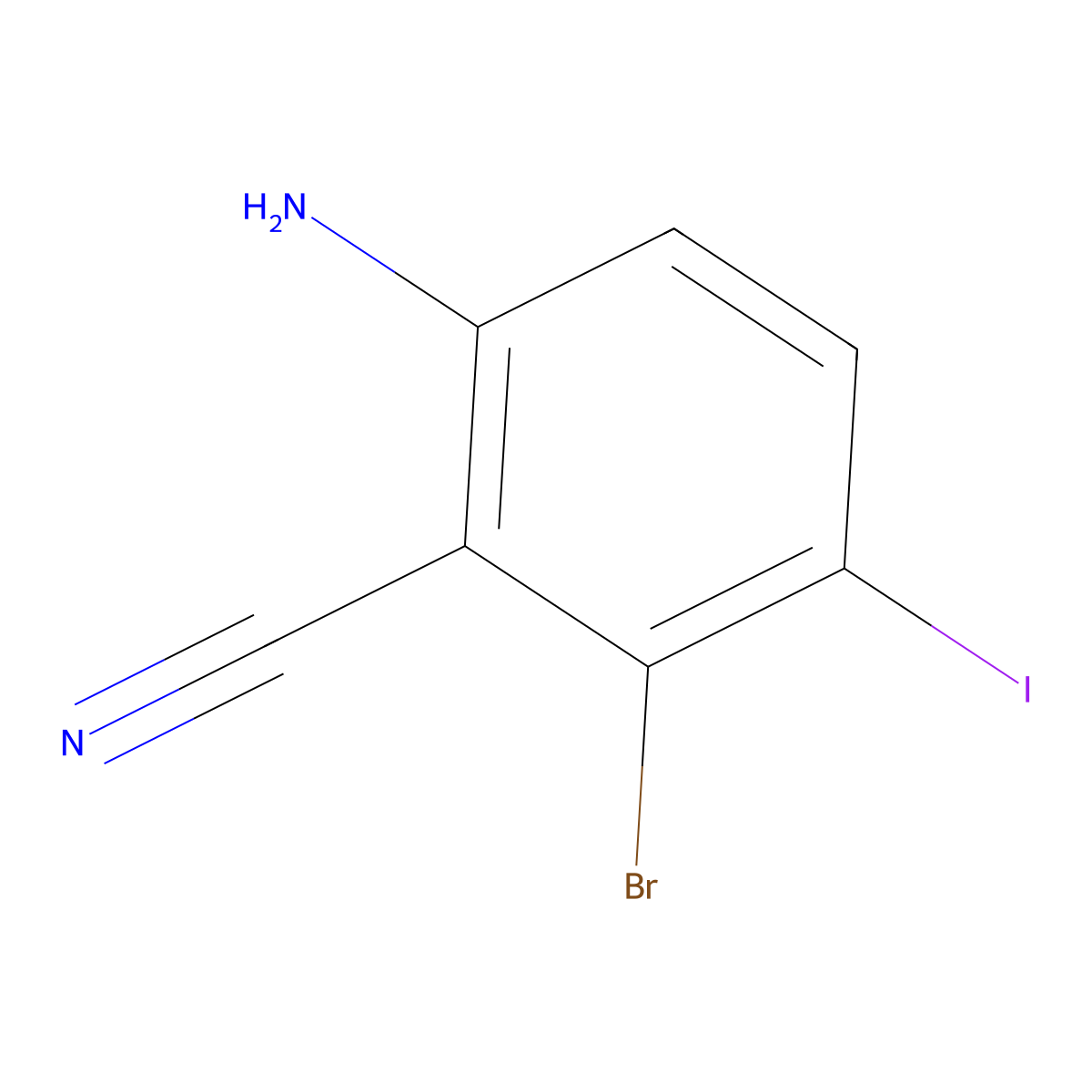 6-Amino-2-bromo-3-iodobenzonitrile molecular structure, CAS 2089651-90-9