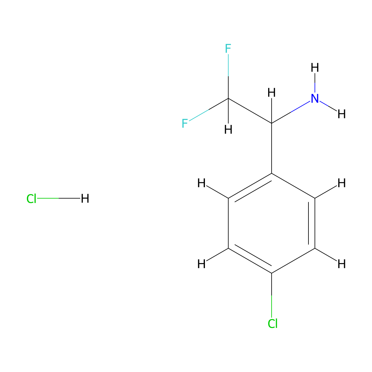 1-(4-Chlorophenyl)-2,2-difluoroethan-1-amine hcl molecular structure, CAS 2089651-91-0
