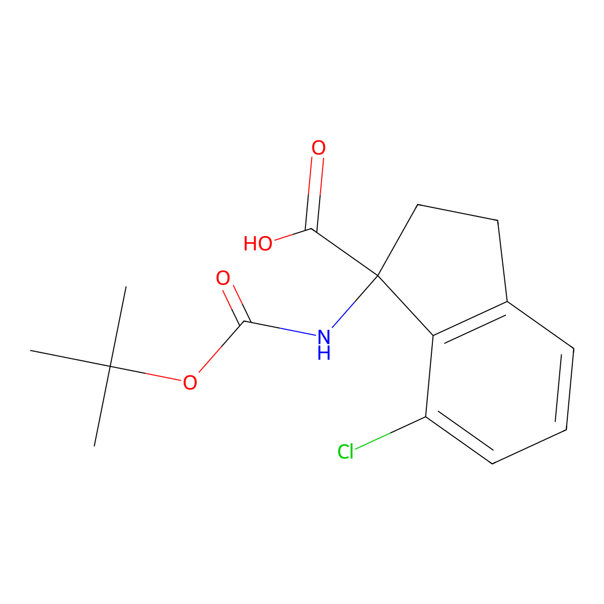 1-((Tert-butoxycarbonyl)amino)-7-chloro-2,3-dihydro-1H-indene-1-carboxylic acid molecular structure, CAS 2089651-94-3