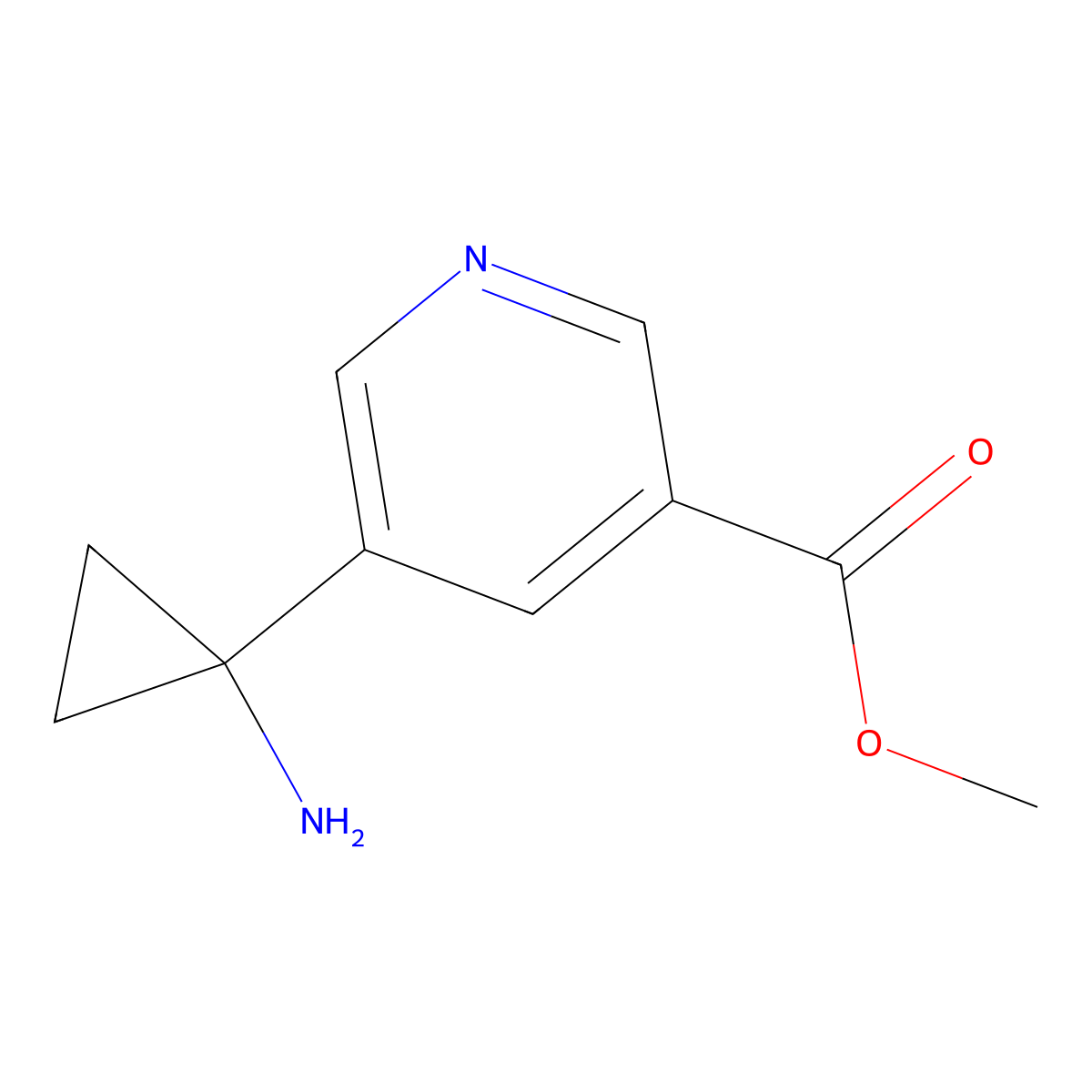 Methyl 5-(1-aminocyclopropyl)nicotinate molecular structure, CAS 2089652-01-5