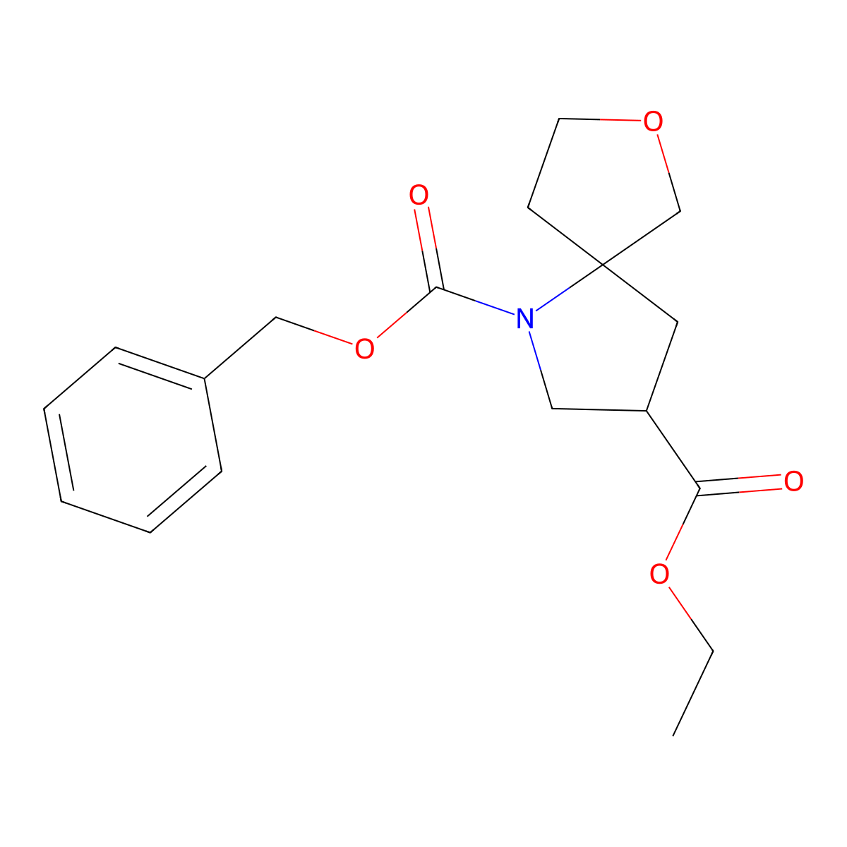 1-Benzyl 3-ethyl 7-oxa-1-azaspiro[4.4]nonane-1,3-dicarboxylate molecular structure, CAS 2089652-05-9