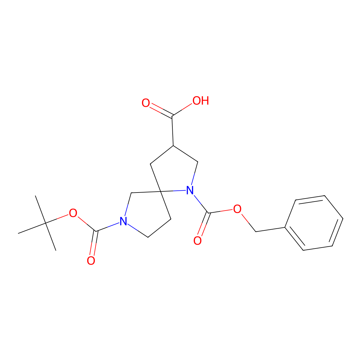 1-((Benzyloxy)carbonyl)-7-(tert-butoxycarbonyl)-1,7-diazaspiro[4.4]nonane-3-carboxylic acid molecular structure, CAS 2089652-07-1