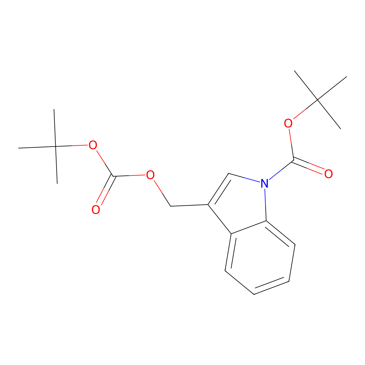 Tert-butyl 3-((tert-butoxycarbonyloxy)methyl)-1H-indole-1-carboxylate molecular structure, CAS 2089652-17-3