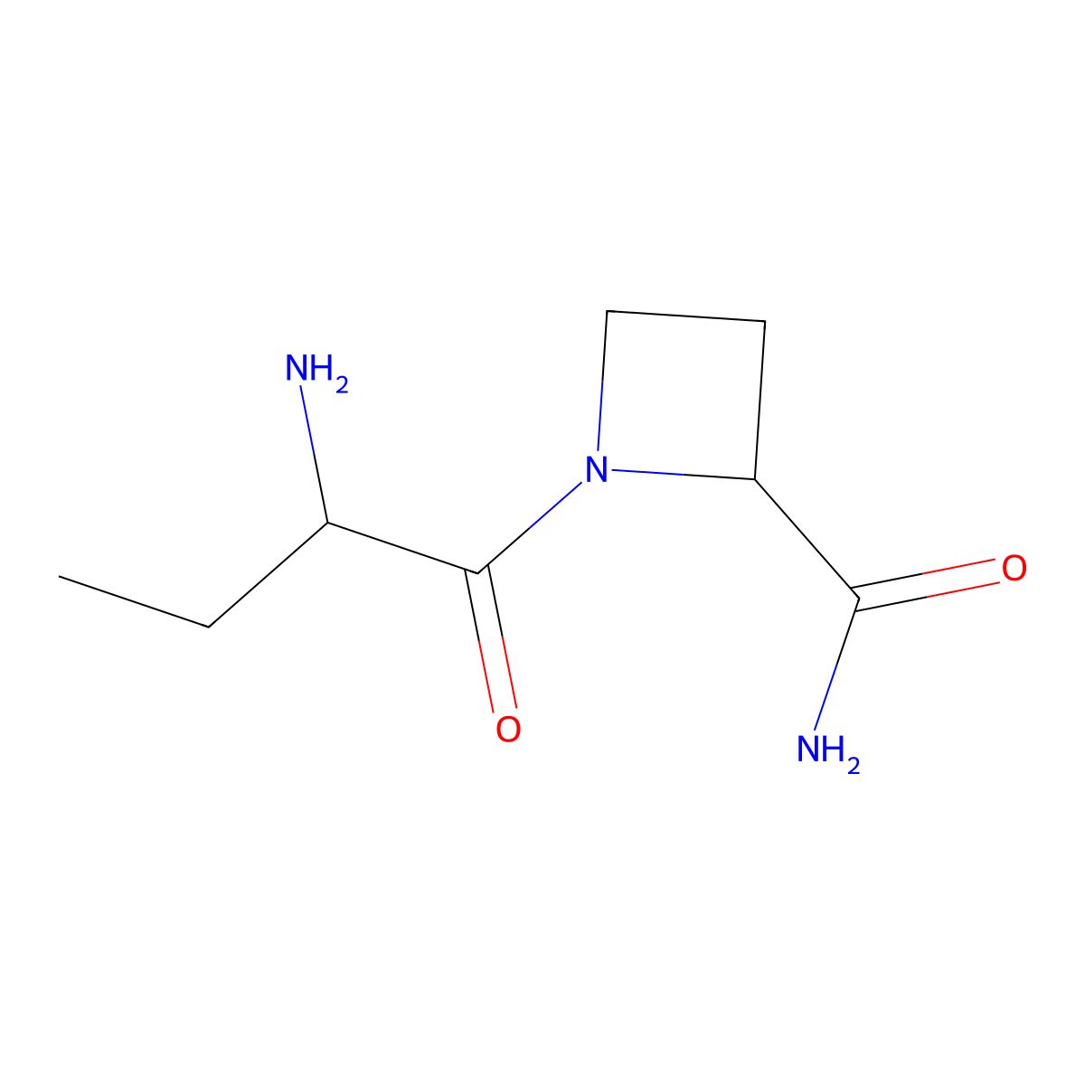 1-(2-Aminobutanoyl)azetidine-2-carboxamide molecular structure, CAS 2089656-75-5