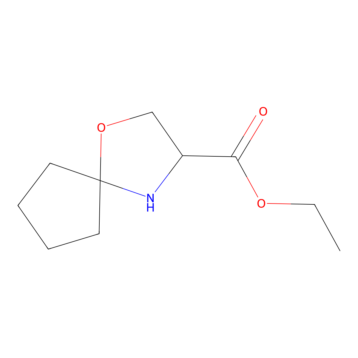 Ethyl 1-oxa-4-azaspiro[4.4]nonane-3-carboxylate molecular structure, CAS 2089656-78-8