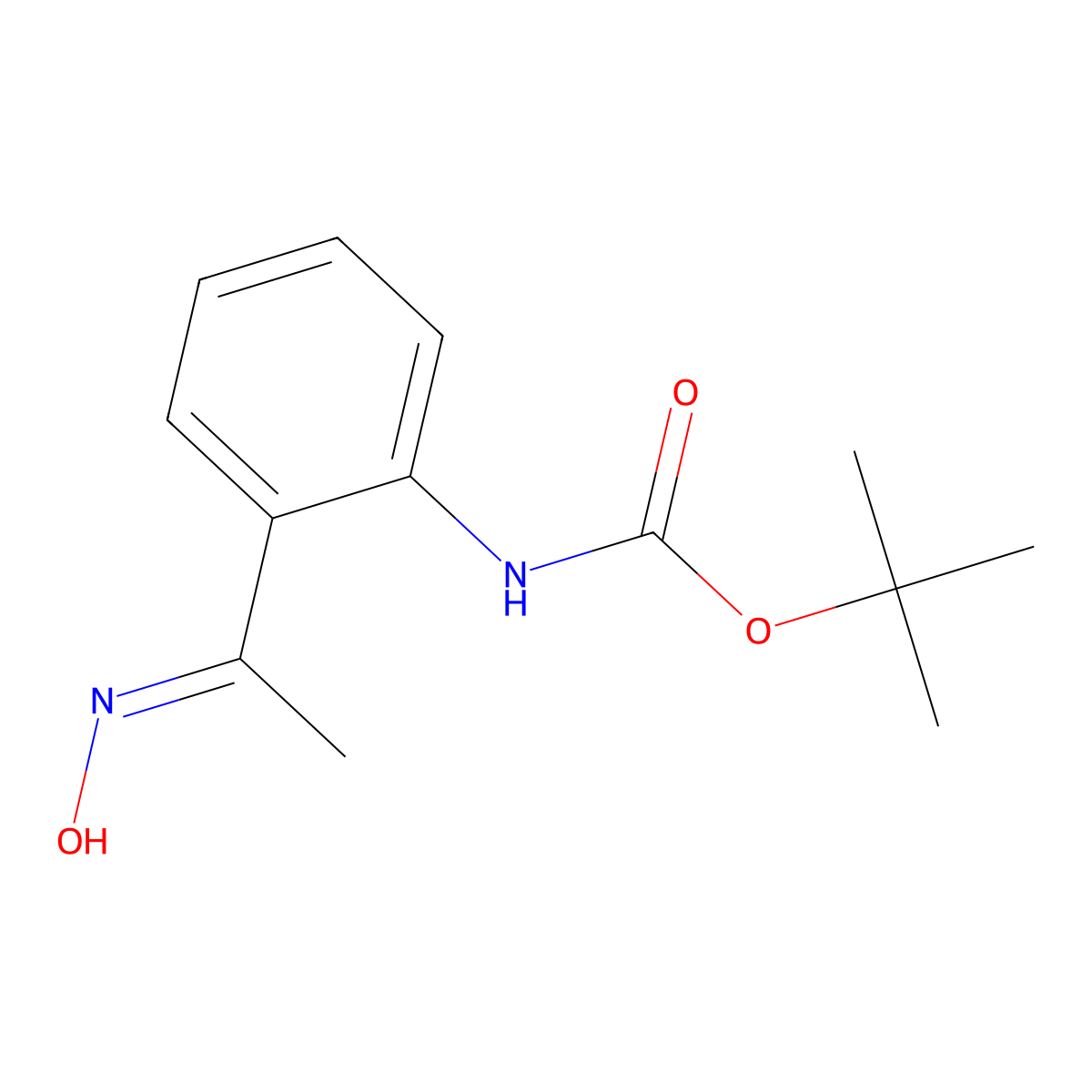 Tert-butyl 2-(1-(hydroxyimino)ethyl) phenylcarbamate molecular structure, CAS 2089657-81-6
