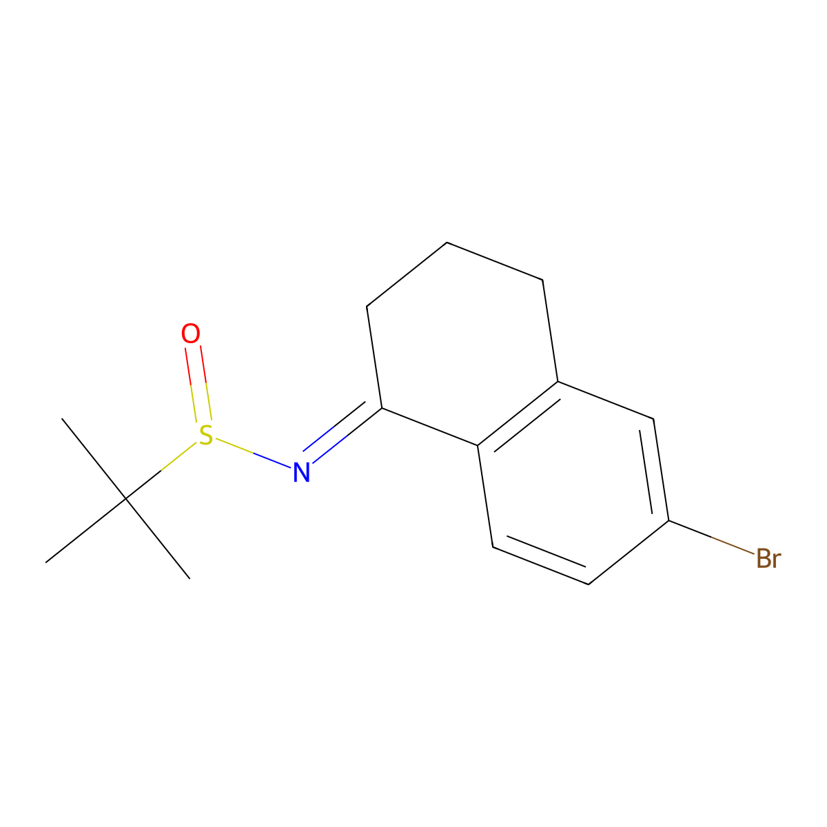 (E)-N-(6-Bromo-3,4-dihydronaphthalen-1(2H)-ylidene)-2-methylpropane-2-sulfinamide molecular structure, CAS 2089657-85-0