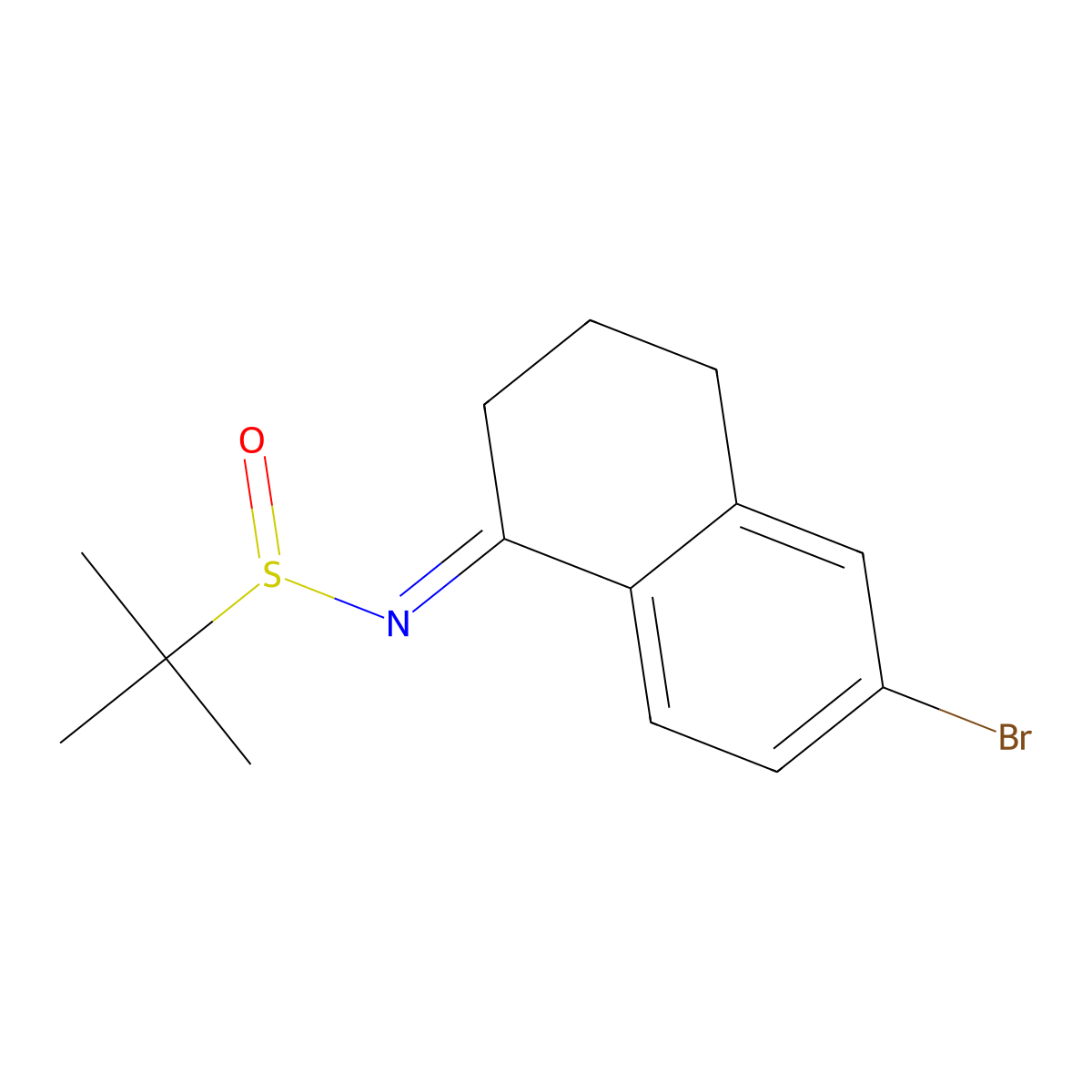 (E)-N-(6-Bromo-3,4-dihydronaphthalen-1(2H)-ylidene)-2-methylpropane-2-sulfinamide molecular structure, CAS 2089657-85-0