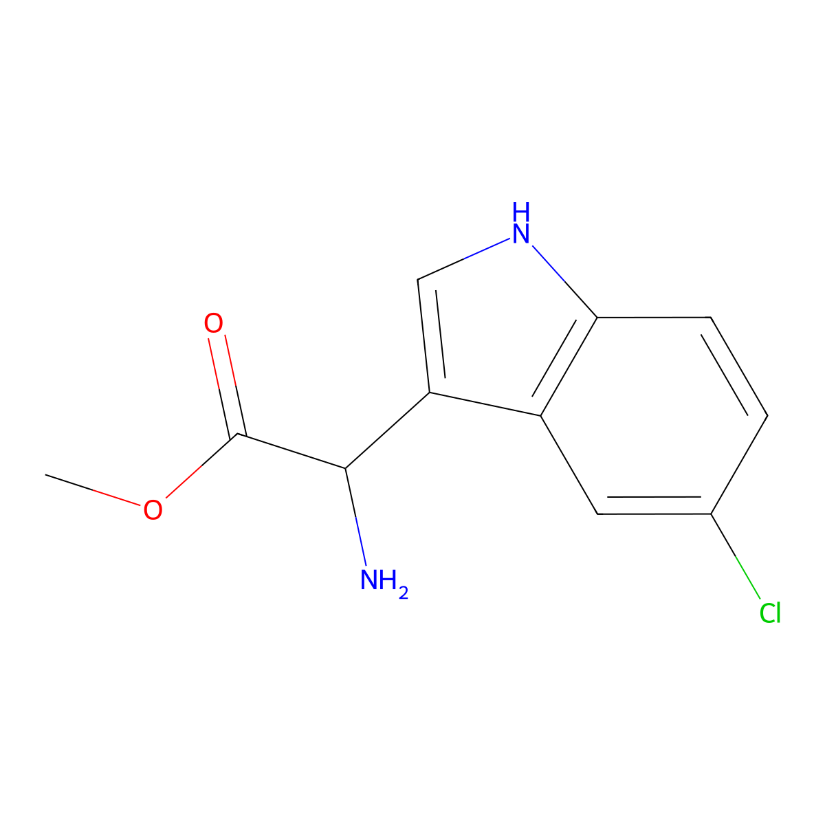 Methyl 2-amino-2-(5-chloro-1H-indol-3-yl)acetate molecular structure, CAS 2089658-34-2