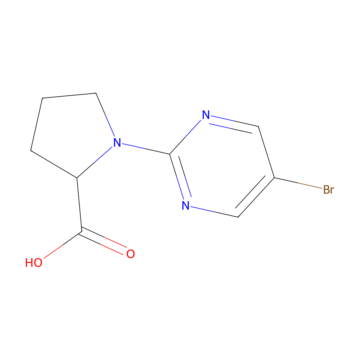 1-(5-Bromopyrimidin-2-YL)pyrrolidine-2-carboxylic acid molecular structure, CAS 2089658-87-5