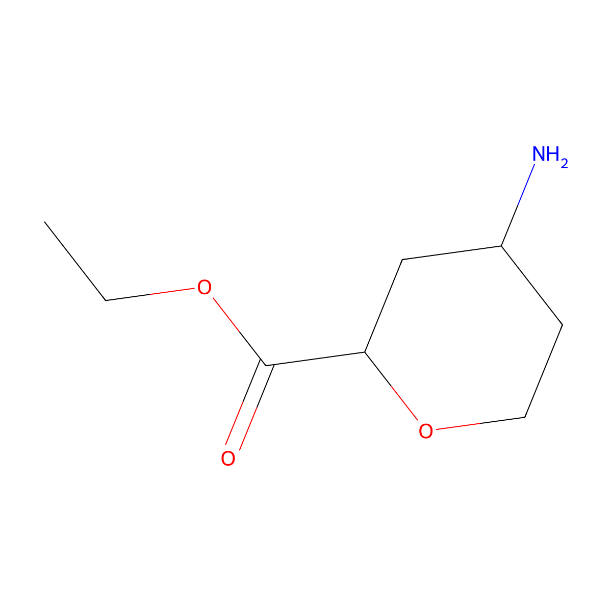 Ethyl 4-aminooxane-2-carboxylate molecular structure, CAS 2089659-12-9