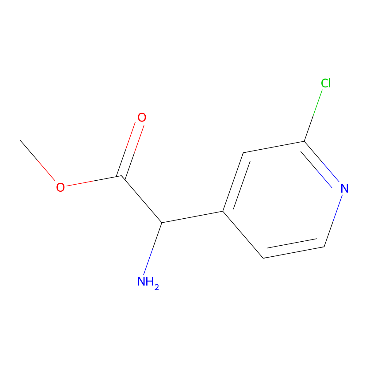 Methyl 2-amino-2-(2-chloropyridin-4-yl)acetate molecular structure, CAS 2089659-35-6