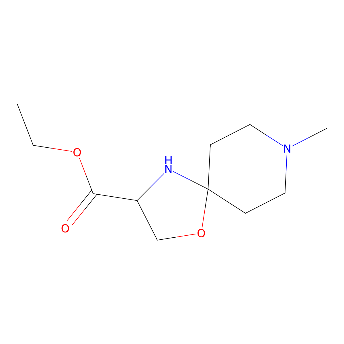 Ethyl 8-methyl-1-oxa-4,8-diazaspiro[4.5]decane-3-carboxylate molecular structure, CAS 2089662-90-6