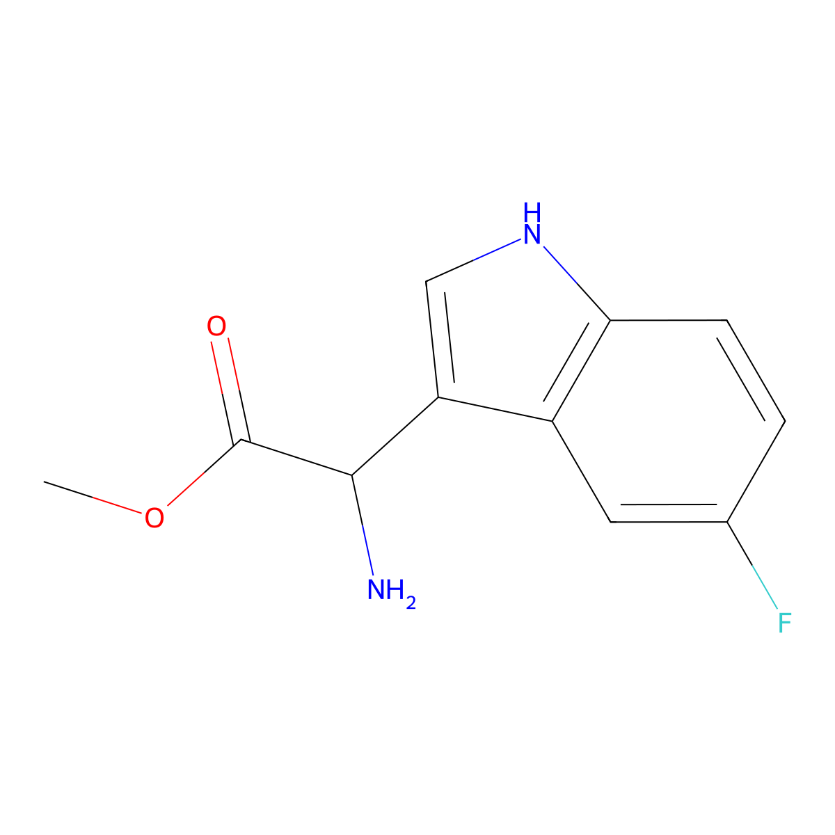 Methyl 2-amino-2-(5-fluoro-1H-indol-3-yl)acetate molecular structure, CAS 2089665-33-6