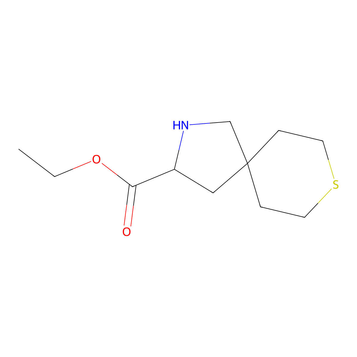 Ethyl 8-thia-2-azaspiro[4.5]decane-3-carboxylate molecular structure, CAS 2089665-34-7