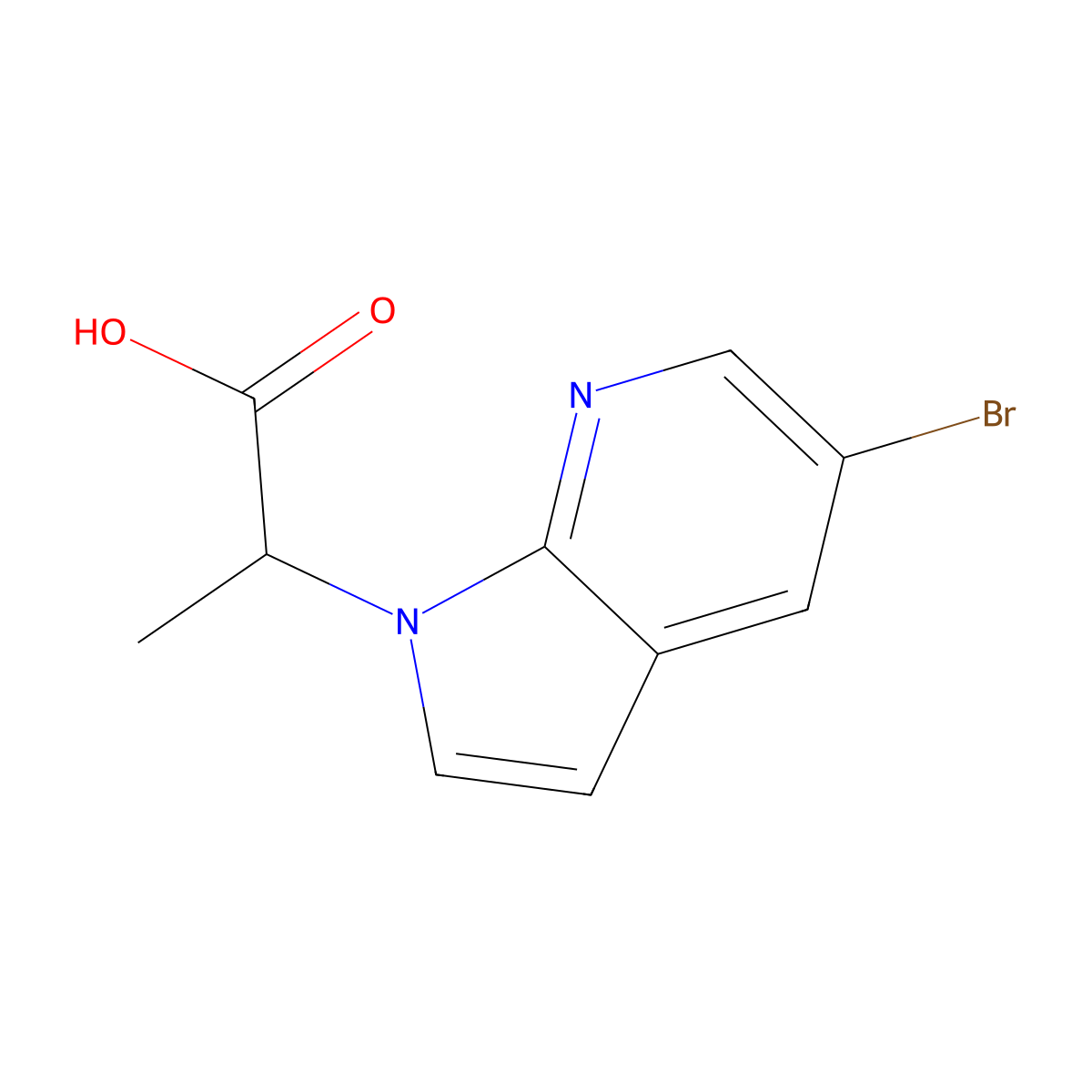 2-{5-bromo-1H-pyrrolo[2,3-b]pyridin-1-yl}propanoic acid molecular structure, CAS 2089666-26-0