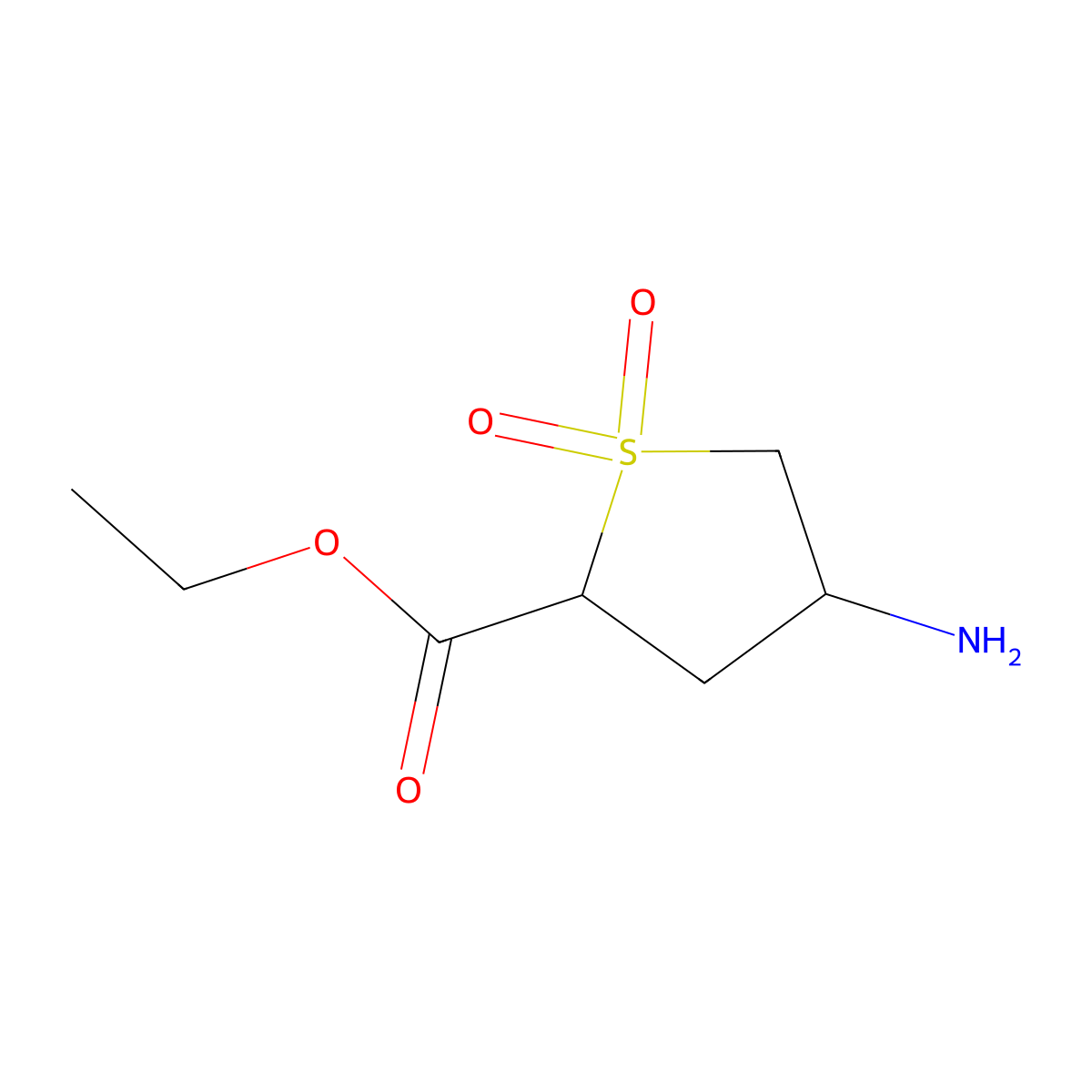Ethyl 4-amino-1,1-dioxo-1lambda6-thiolane-2-carboxylate molecular structure, CAS 2089668-52-8