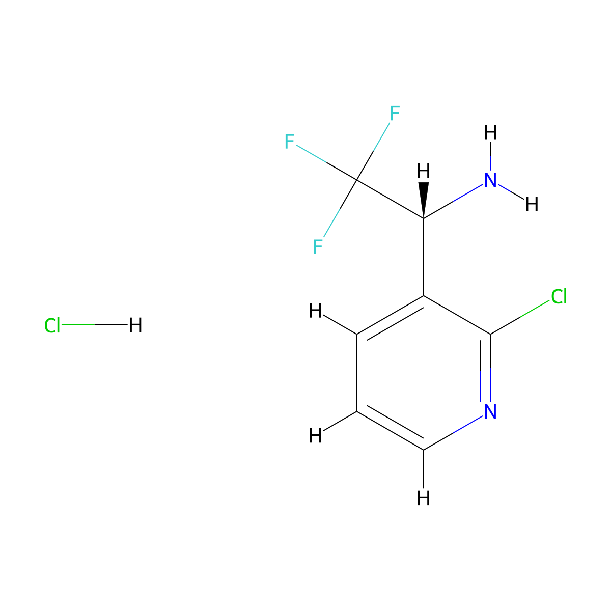 (R)-1-(2-chloropyridin-3-yl)-2,2,2-trifluoroethan-1-amine hydrochloride molecular structure, CAS 2089671-15-6