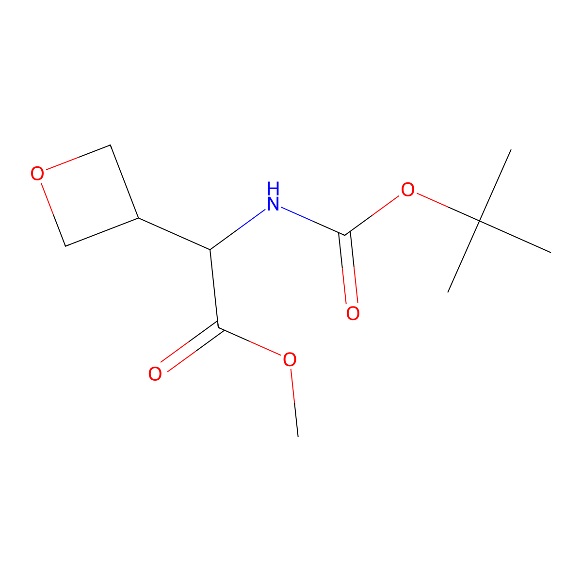 methyl (2S)-2-(tert-butoxycarbonylamino)-2-(oxetan-3-yl)acetate molecular structure, CAS 2089671-19-0
